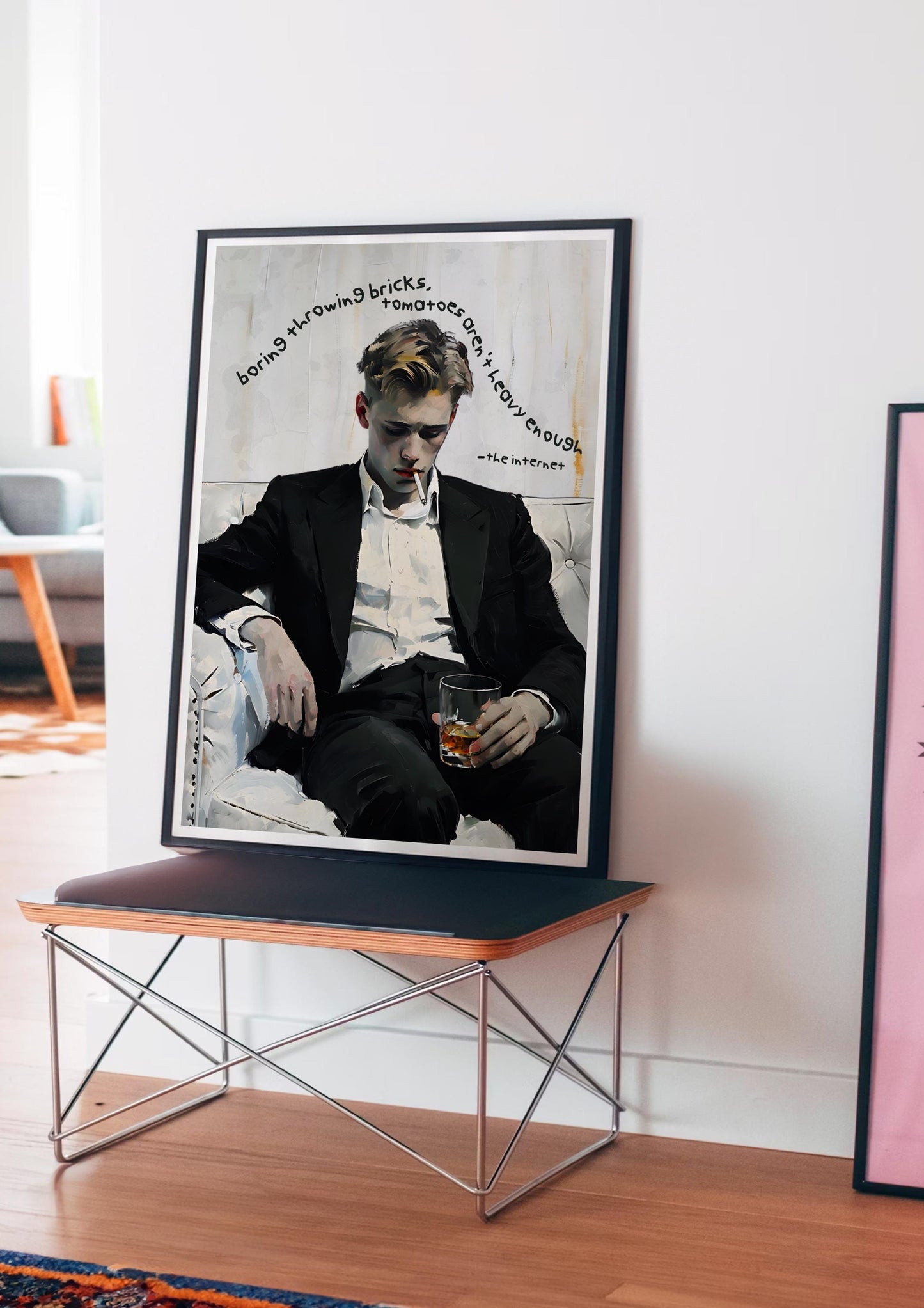 Sad Boy On Internet - Vintage Cigarette Poster, Retro Marlboro Print, Vintage Poster, Tobacco Poster, Vintage Ralph Lauren Ad, oil painting