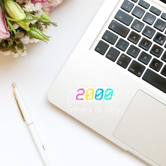 2000 Old School Neon Font Vinyl Sticker | Kindle Stickers | Y2K | 2000s | Retro | Water Bottle Stickers | Millennials | Nostalgia |