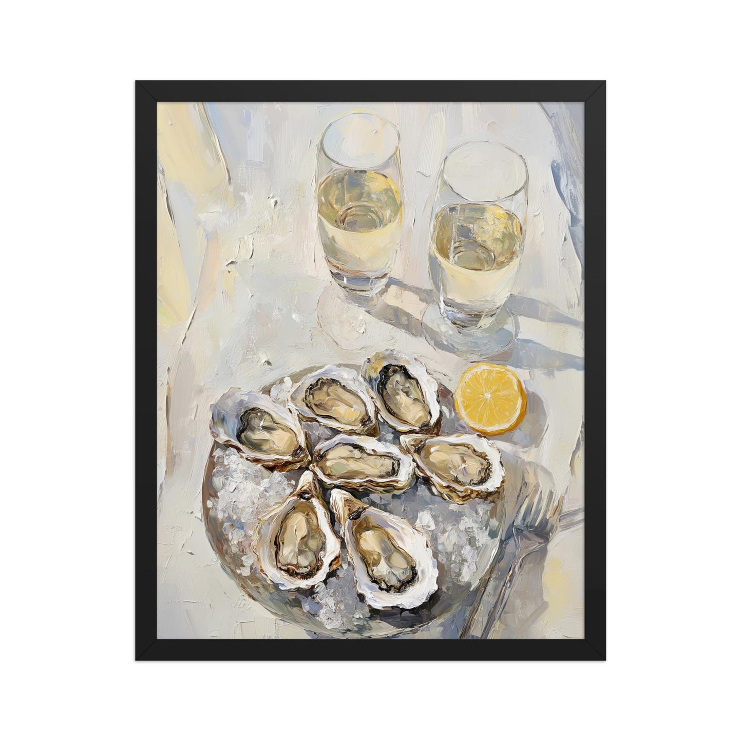 Oyster and White Wine Bar Cart Art Print | Cute Quirky Whimsical | Cocktail Art Bar Cart Decor | Coastal Wall Art | Oyster Art Print Gift