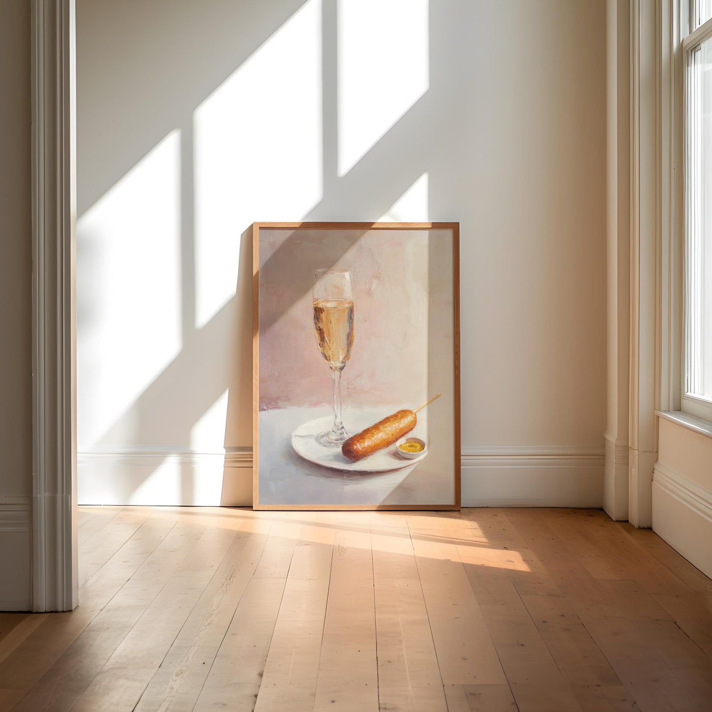 Corndog and Champagne Art Print: Quirky Bar Cart Decor