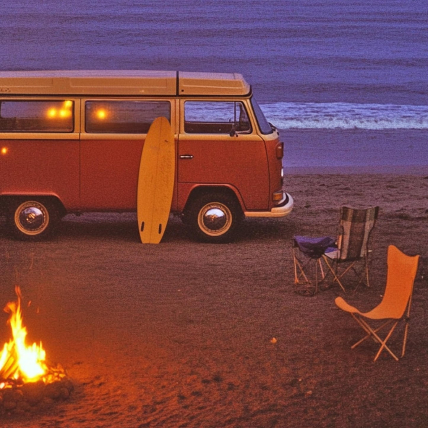 Camper Van on Beach Wall Art Fine Art Photography Surfing Poster Camping Wall Art Coastal Cowgirl Print California Coast Beachy Wall Decor