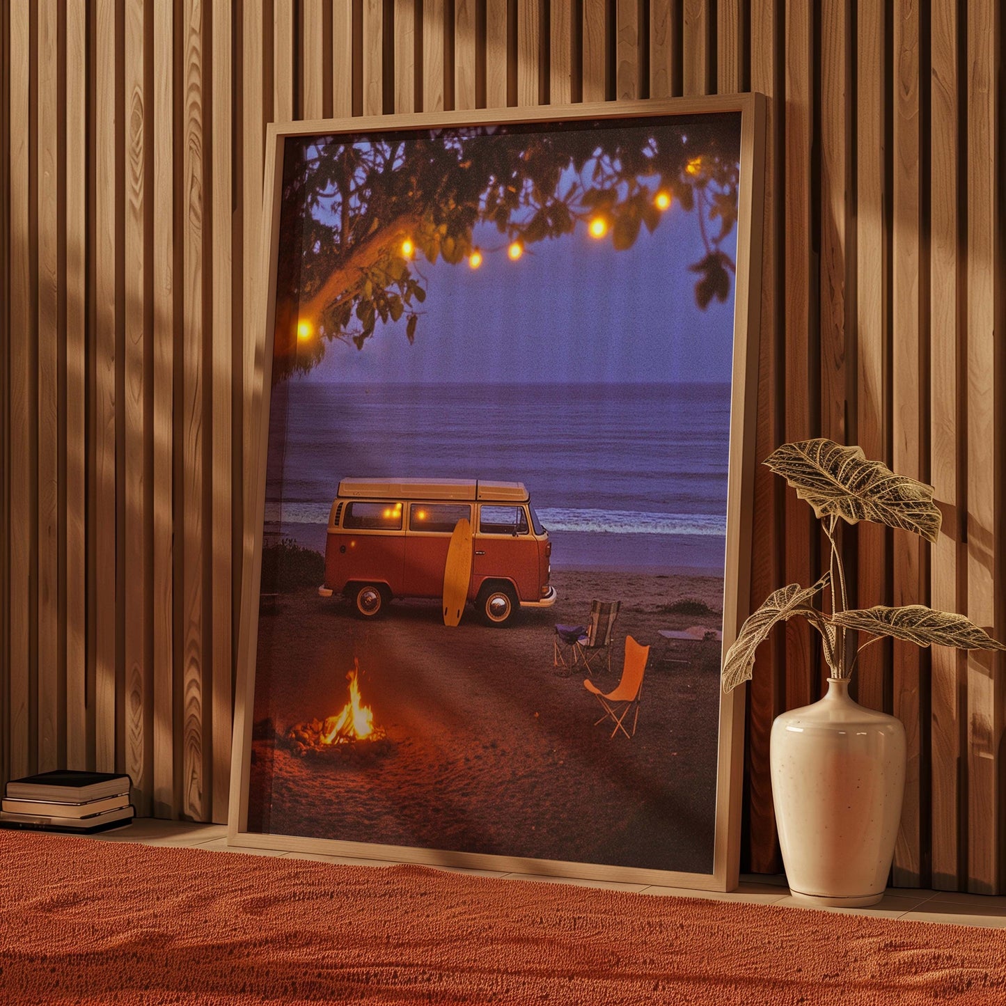 Camper Van on Beach Wall Art Fine Art Photography Surfing Poster Camping Wall Art Coastal Cowgirl Print California Coast Beachy Wall Decor