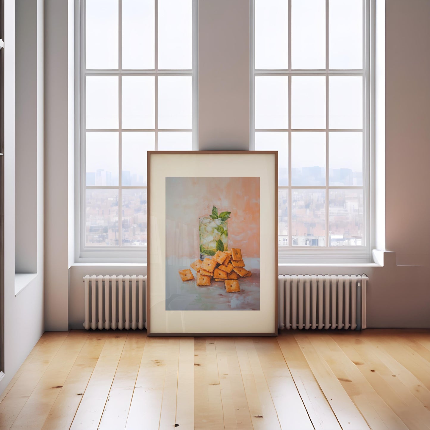 Mojito & Cheese Crackers Art Print: Quirky Bar Cart Decor