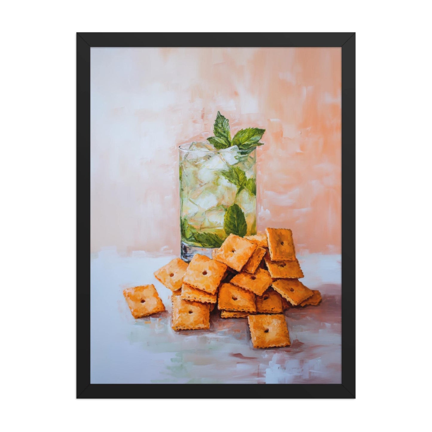 Mojito & Cheese Crackers Art Print: Quirky Bar Cart Decor
