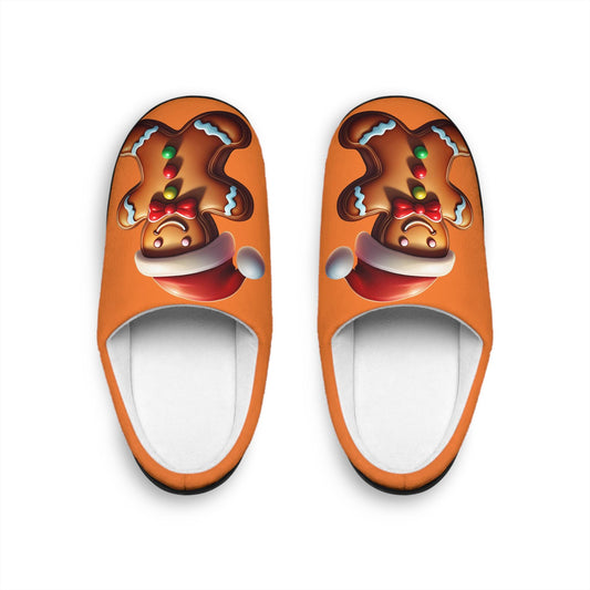 Christmas Slippers Ginger bread Indoor Slippers Cozy Holiday Footwear Gingerbreadman Decor House Shoes Gift for Women Winter Orange Slippers