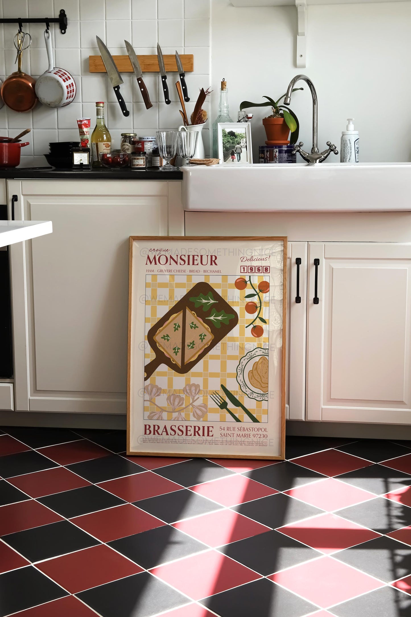Croque Monsieur Poster, Kitchen Art, Kitchen Poster, Kitchen Print, Food Print, Modern Kitchen Decor, Retro Poster, Coffee Poster