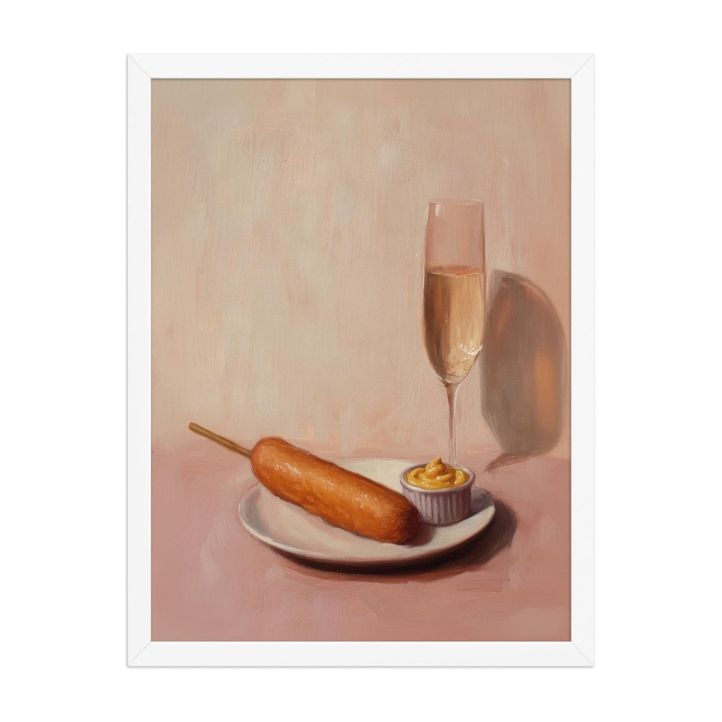 Champagne and Corndog Fine Art Print | Cute Quirky Whimsical | Cocktail Art Bar Cart Decor | Trendy Home Wall Art | Corndog Wall Art Gift