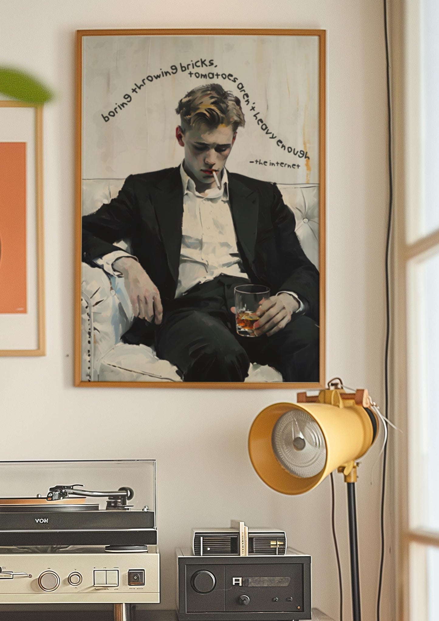 Sad Boy On Internet - Vintage Cigarette Poster, Retro Marlboro Print, Vintage Poster, Tobacco Poster, Vintage Ralph Lauren Ad, oil painting