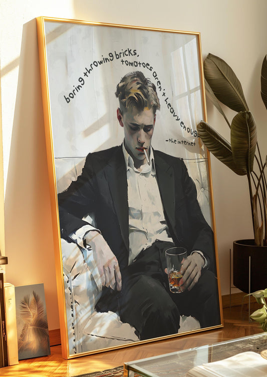 Sad Boy On Internet - Vintage Cigarette Poster, Retro Marlboro Print, Vintage Poster, Tobacco Poster, Vintage Ralph Lauren Ad, oil painting