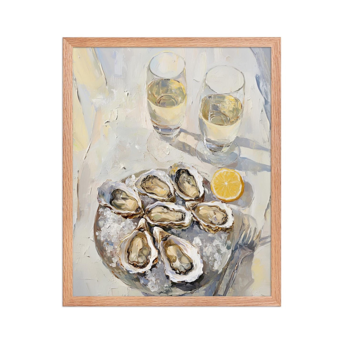 Oyster and White Wine Bar Cart Art Print | Cute Quirky Whimsical | Cocktail Art Bar Cart Decor | Coastal Wall Art | Oyster Art Print Gift
