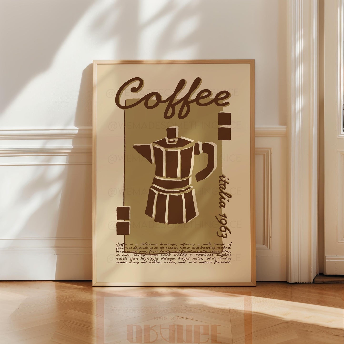 Coffee Poster, Kitchen Art, Kitchen Poster, Kitchen Print, Moka Pot, Modern Kitchen Decor, Retro Poster, Exhibition Poster, Coffee Wall Art
