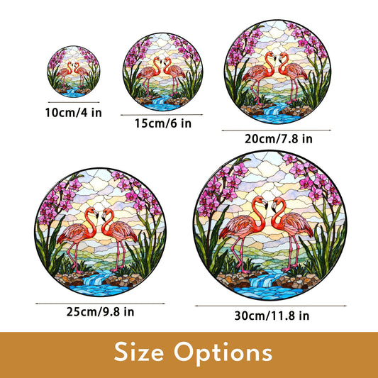 Flamingo River Scene Glass Suncatcher Window Decor Gift for Bird Lovers