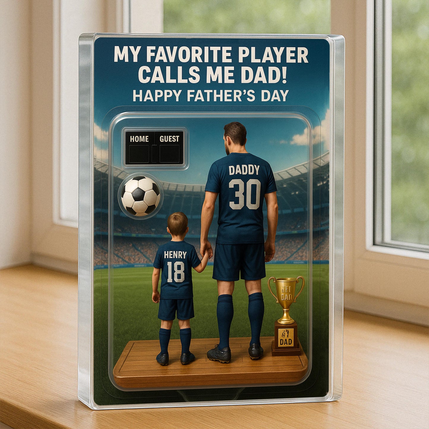 Custom Soccer Action Figure Personalized Acrylic Block Plaque, Personalized Father's Day Gift for Dad, Gifts for Papa,Fatherday gift for dad