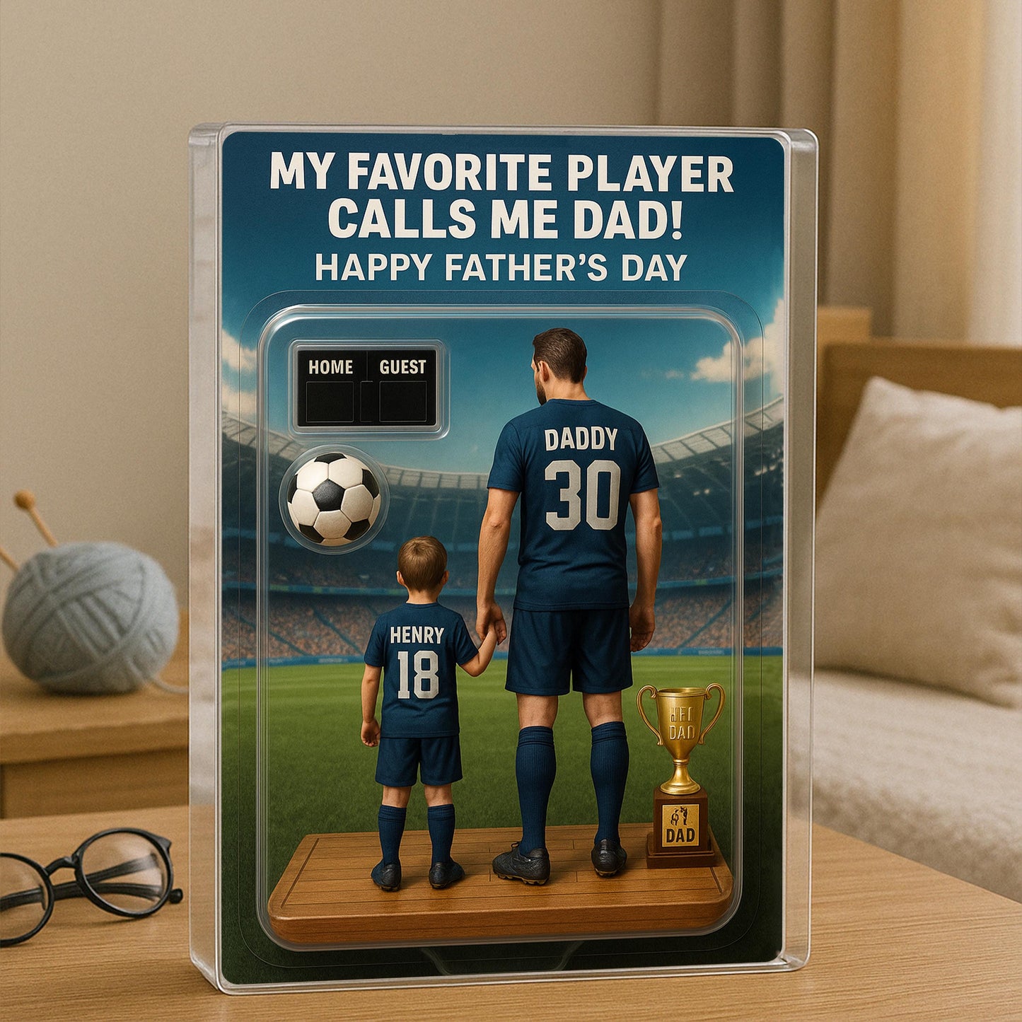 Custom Soccer Action Figure Personalized Acrylic Block Plaque, Personalized Father's Day Gift for Dad, Gifts for Papa,Fatherday gift for dad