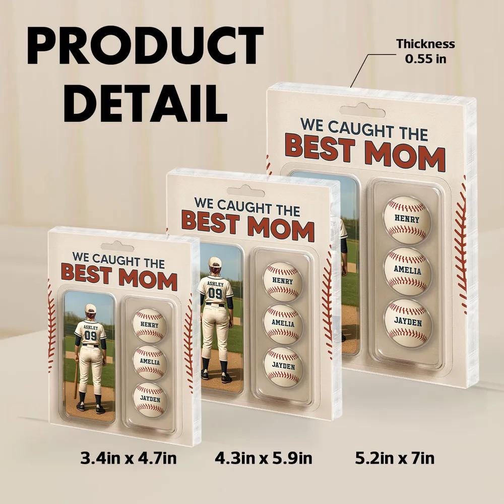 We Caught The Best Mom Baseball Lover Toy Box Figure Style Personalized Acrylic Block Plaque, Gift For Baseball Mom, Baseball Lover