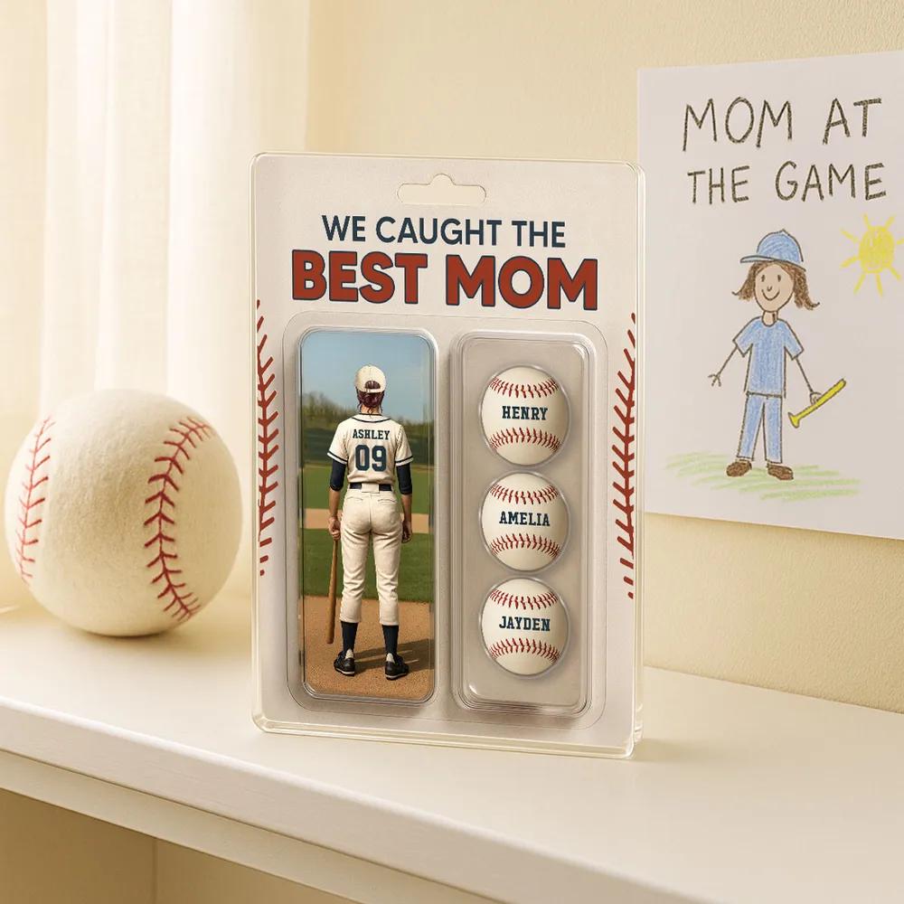 We Caught The Best Mom Baseball Lover Toy Box Figure Style Personalized Acrylic Block Plaque, Gift For Baseball Mom, Baseball Lover