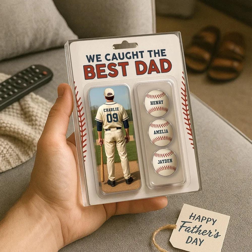 We Caught The Best Dad Baseball Lover Toy Box Figure Style Personalized Acrylic Block Plaque, Gift For Baseball Dad, Baseball Lovers
