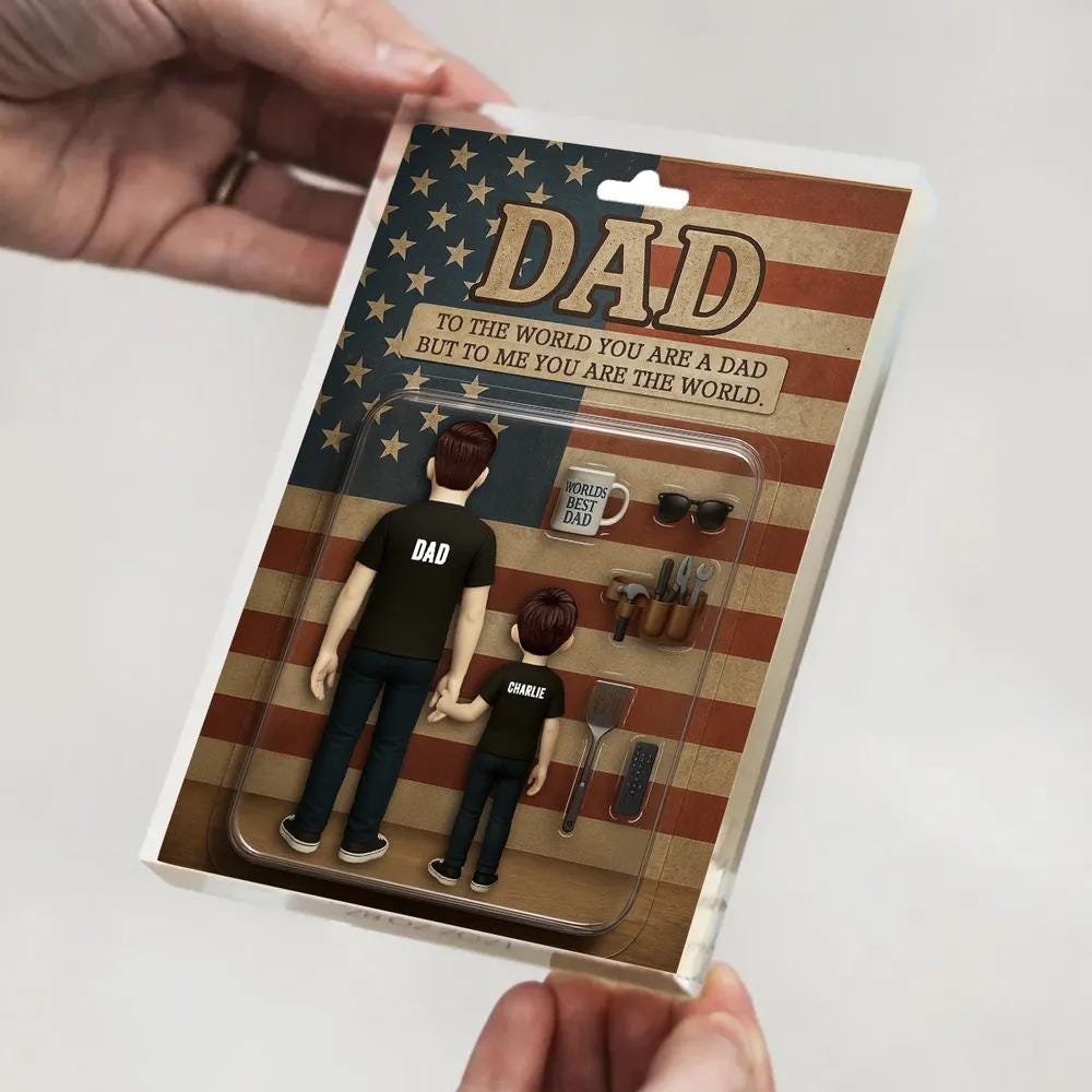 Dad And Kids Back View Custom Figure Personalized Acrylic Block Plaque, Father's Day Gift for Dad, Gift for Husband, Happy Father's Day