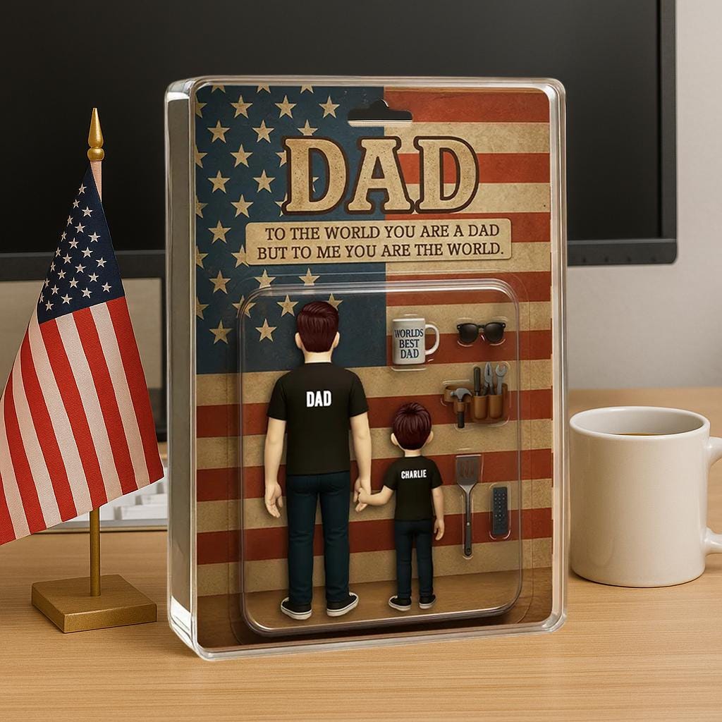 Dad And Kids Back View Custom Figure Personalized Acrylic Block Plaque, Father's Day Gift for Dad, Gift for Husband, Happy Father's Day