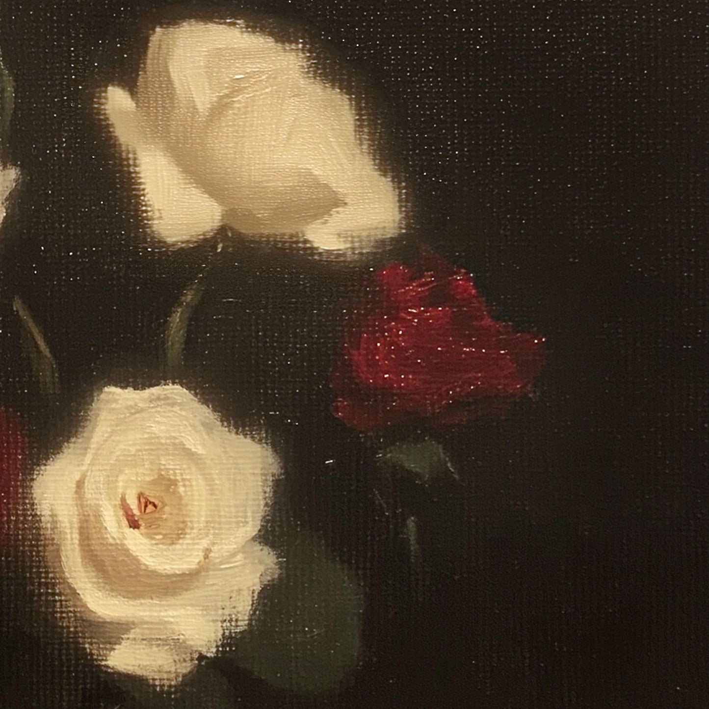 Vase of Roses Vintage Oil Painting Print Neutral French Styled Floral Bouquet Print Dark Gothic Botanical Illustration Farmhouse Chic Poster