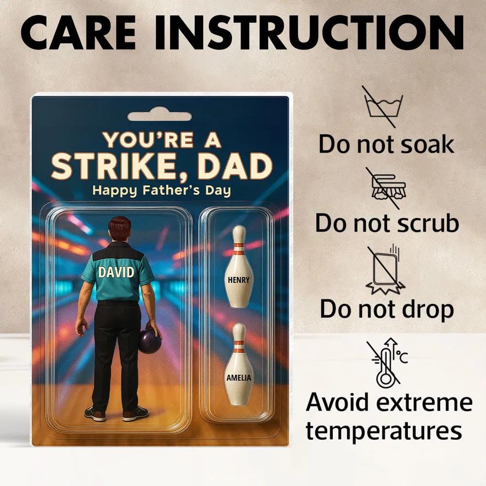 You're A Strike Dad With Kids' Names Custom Figure Personalized Acrylic Block Plaque, Unique Father's Day Gift For Him, Dad, Bowling Lover