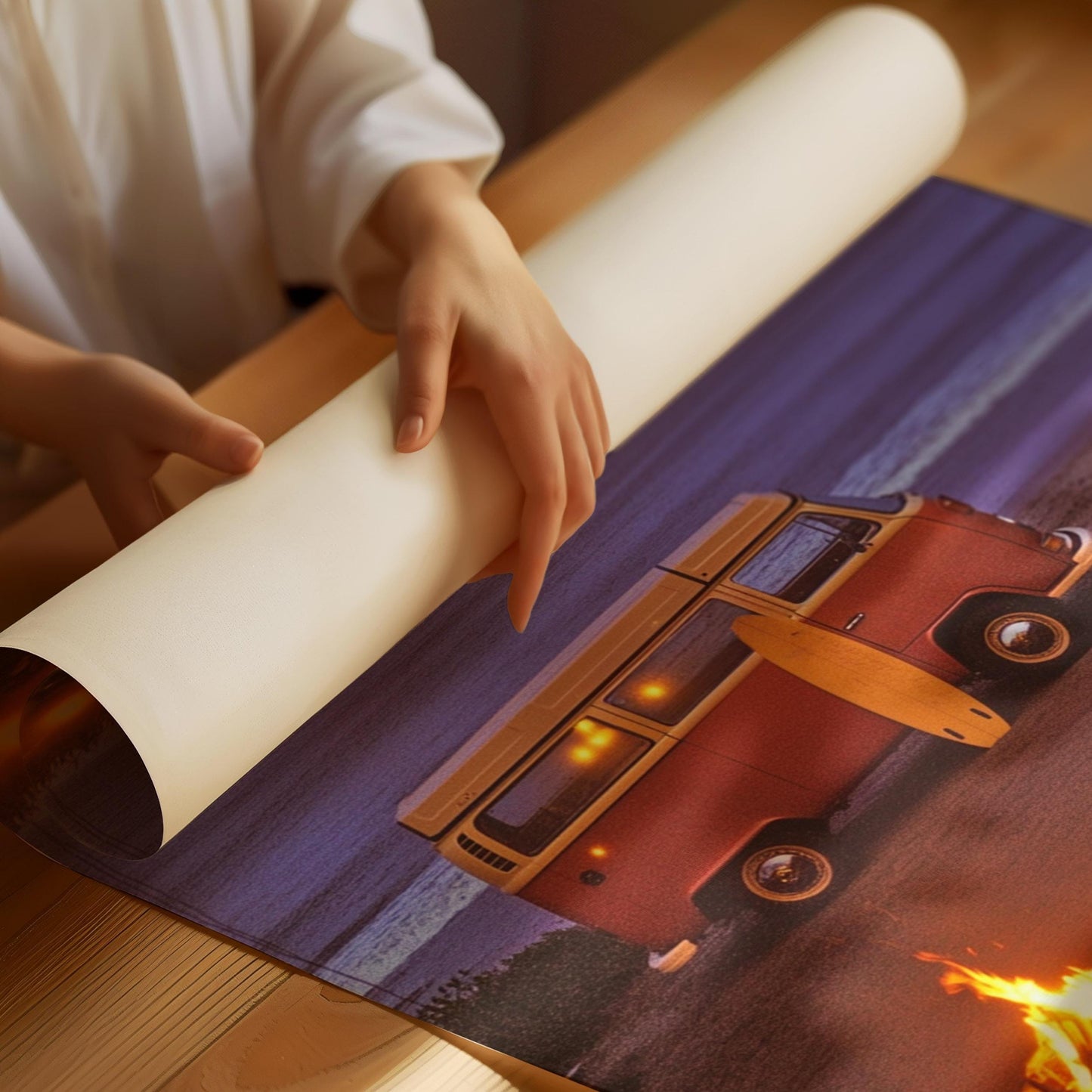 Camper Van on Beach Wall Art Fine Art Photography Surfing Poster Camping Wall Art Coastal Cowgirl Print California Coast Beachy Wall Decor