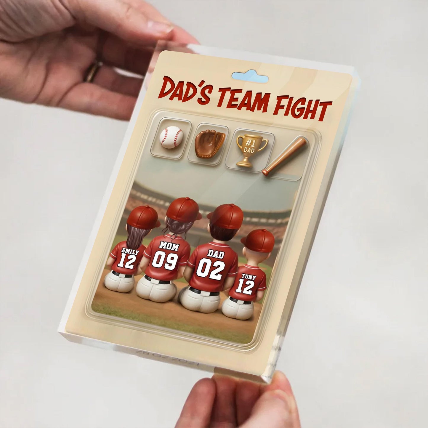 Custom Baseball Daddy Dream Team Trading Card Style, Baseball Acrylic Block Plaque, Father Day Gift for Baseball Dad, Husband, Grandpa & Kid