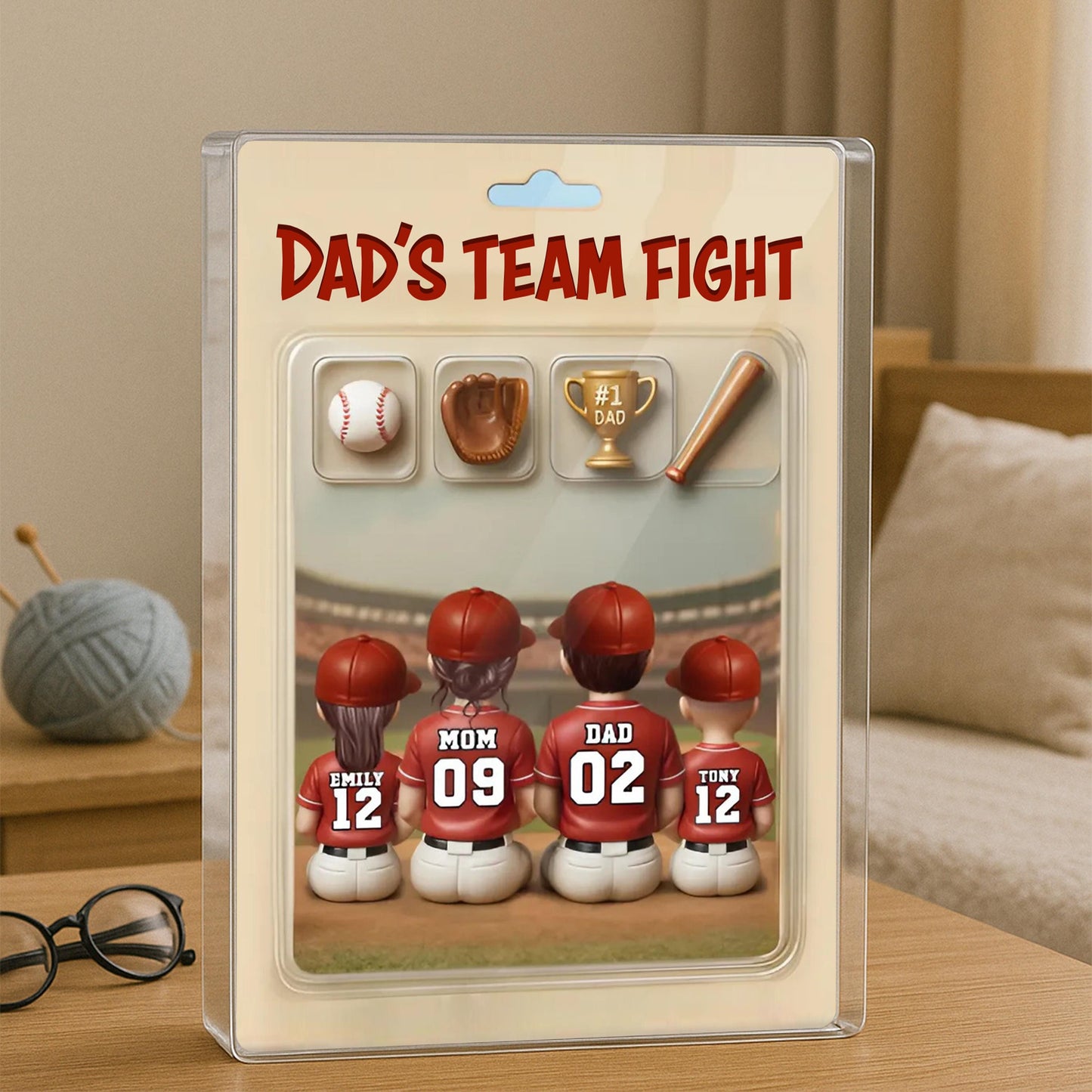 Custom Baseball Daddy Dream Team Trading Card Style, Baseball Acrylic Block Plaque, Father Day Gift for Baseball Dad, Husband, Grandpa & Kid