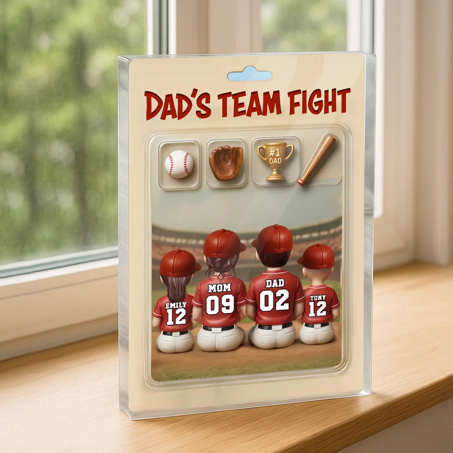 Custom Baseball Daddy Dream Team Trading Card Style, Baseball Acrylic Block Plaque, Father Day Gift for Baseball Dad, Husband, Grandpa & Kid