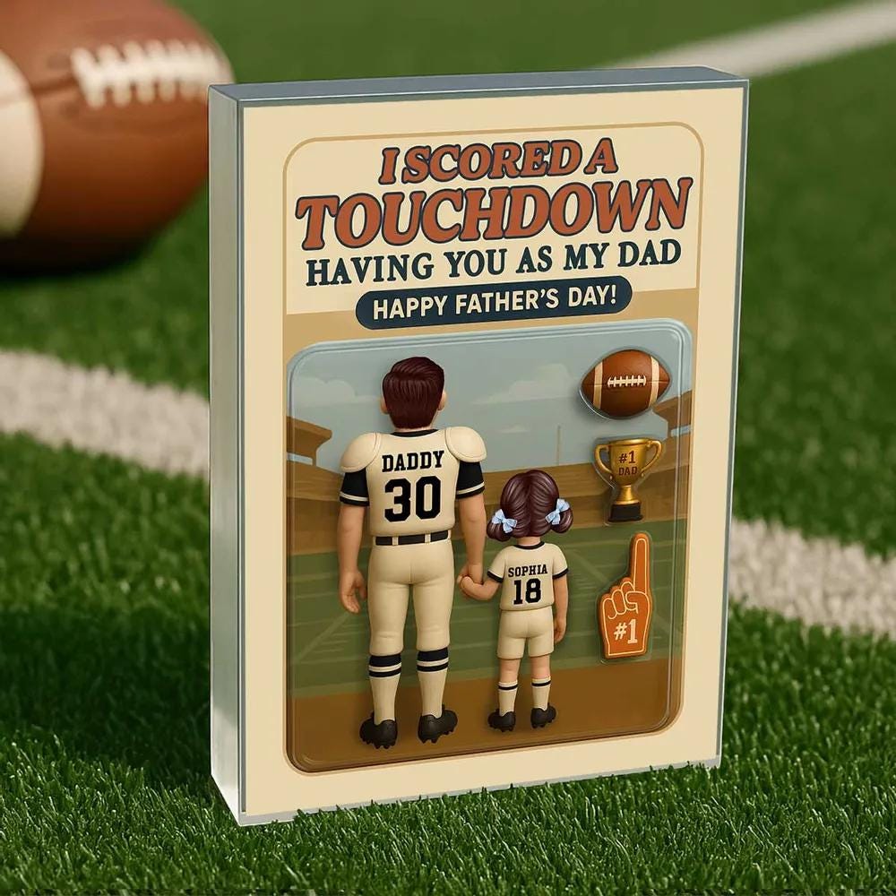 I Scored A Touchdown Having You as my Dad, Custom Figure Personalized Acrylic Block Plaque, Father's Day Gift for Dad, Gift for Husband