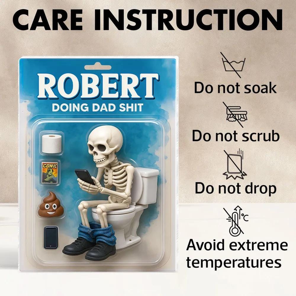 Doing Dad Sh*t, Funny Skeleton Toilet Custom Figure Toy Box Personalized Acrylic Block Plaque, Custom Father's Day Gift for Dad, Husband