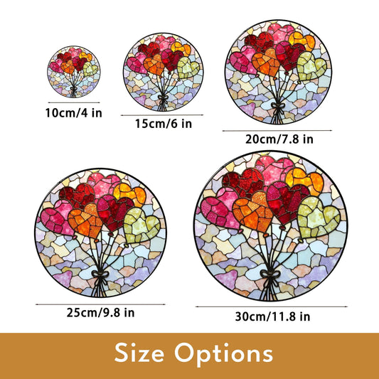 Colorful Heart Balloon Design Stained Glass Suncatcher Window Decor Gift for Her or Friends