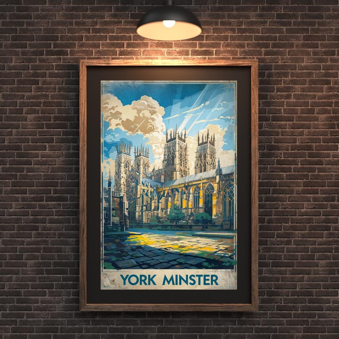 York Poster, York Wall Art, Britain Wall Art, York Travel Print, York Minster, Wedding Gift, Birthday Present, Travel Decor, Travel Wall Art