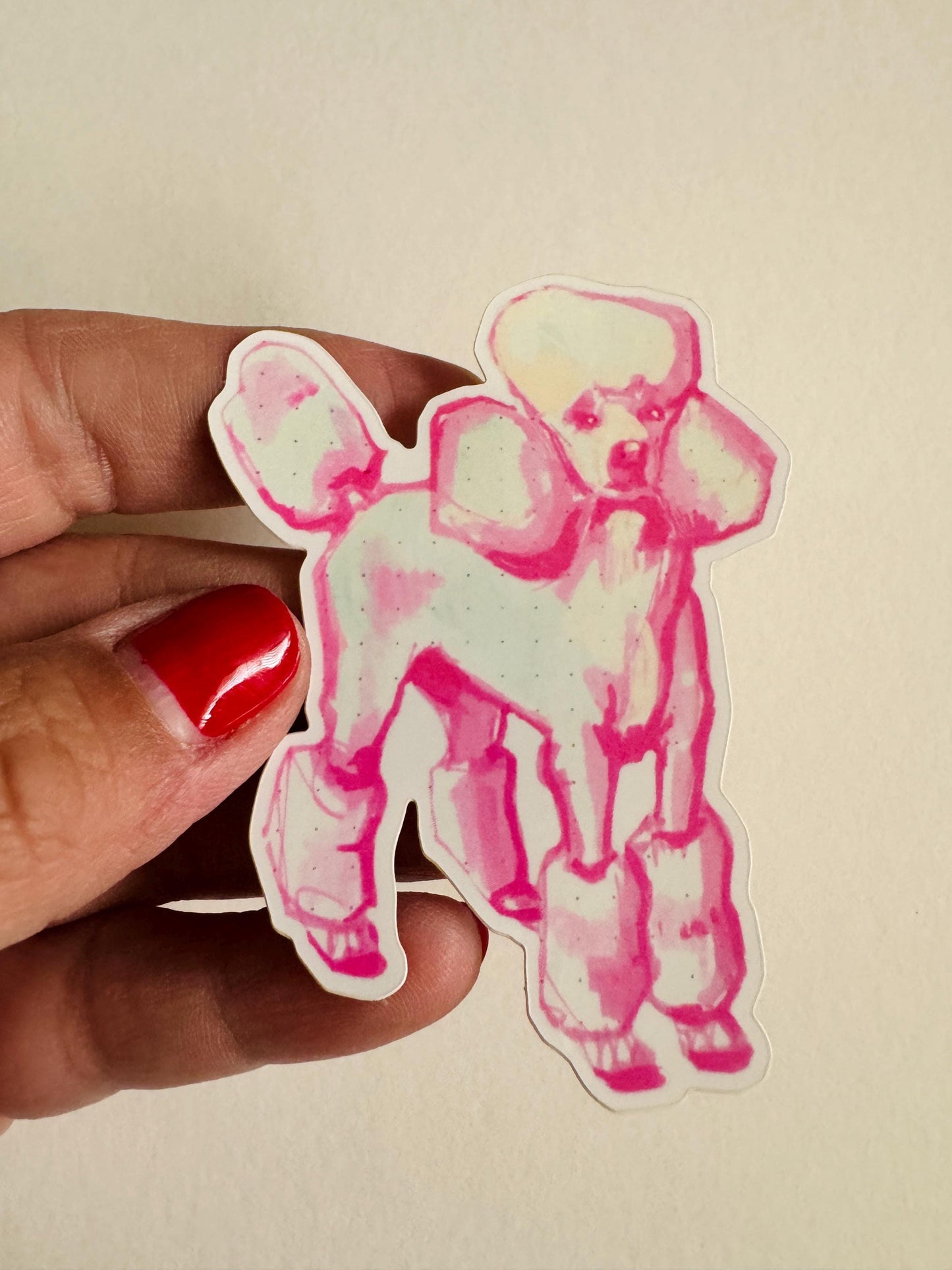 Pink Poodle | Vinyl Sticker Decal | Waterproof Weatherproof | Pastel Dog Portraits