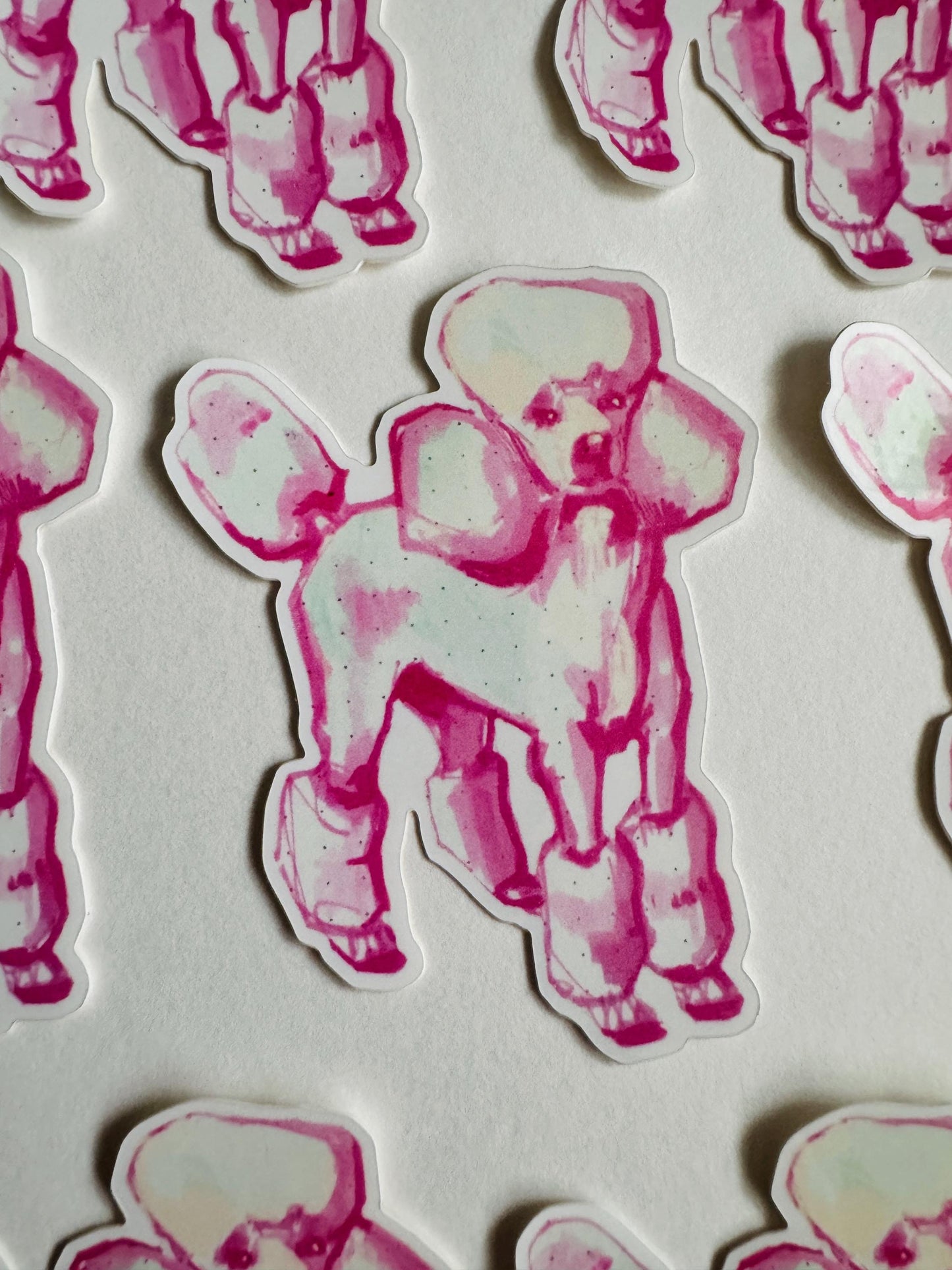 Pink Poodle | Vinyl Sticker Decal | Waterproof Weatherproof | Pastel Dog Portraits