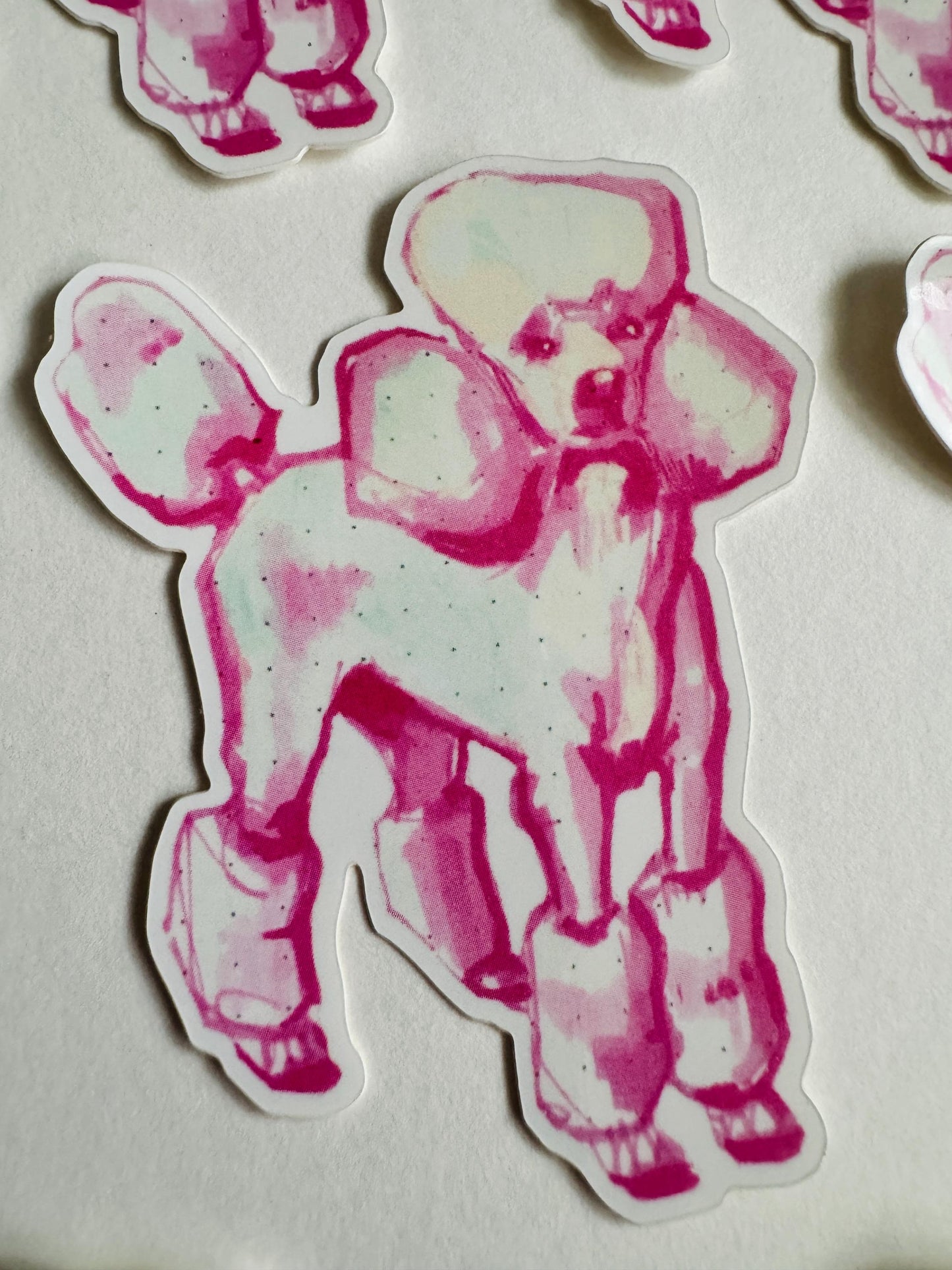 Pink Poodle | Vinyl Sticker Decal | Waterproof Weatherproof | Pastel Dog Portraits