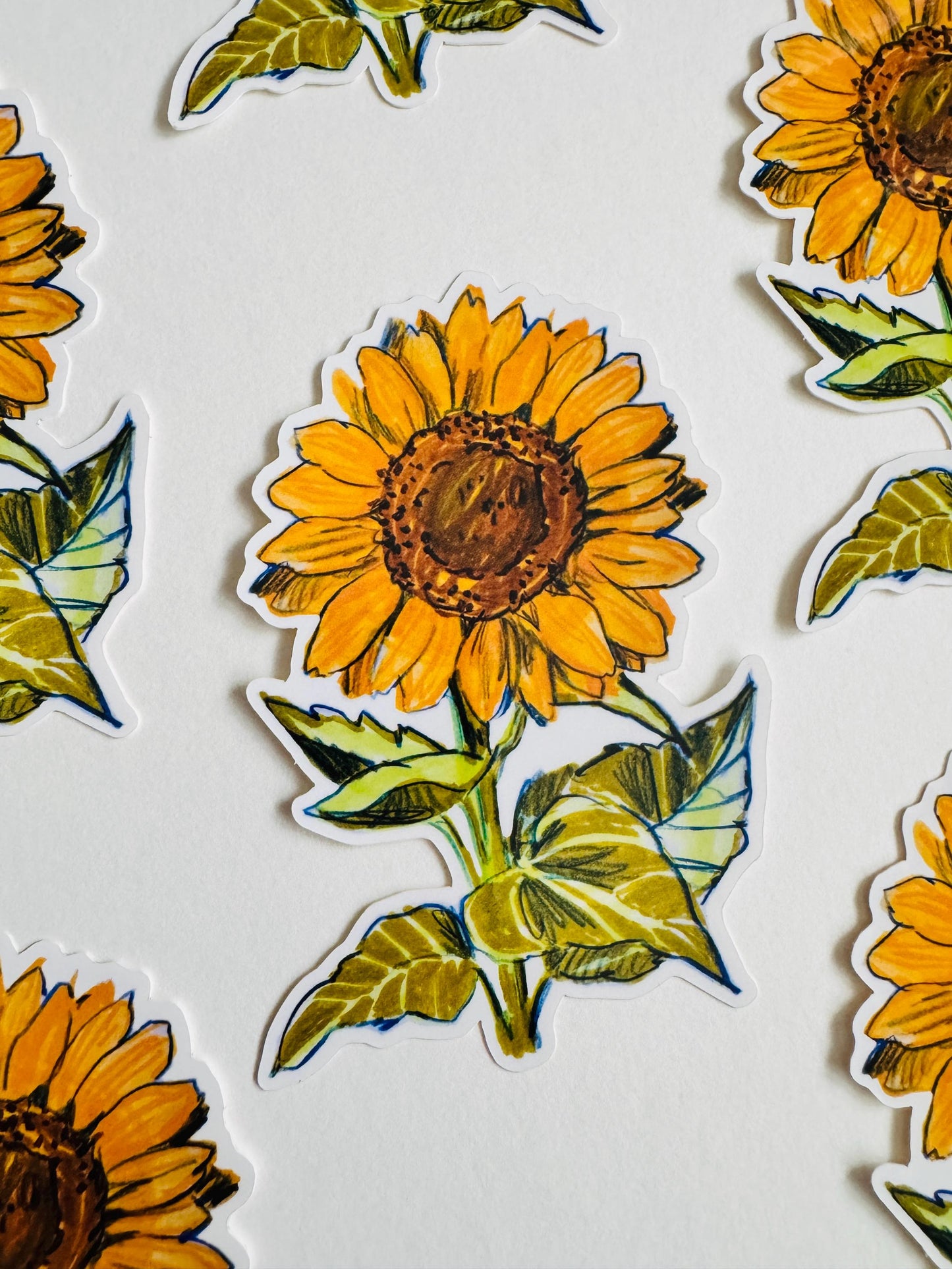 Sunflower Sticker | Original Illustration Decals | Nature Naturalist Flowers