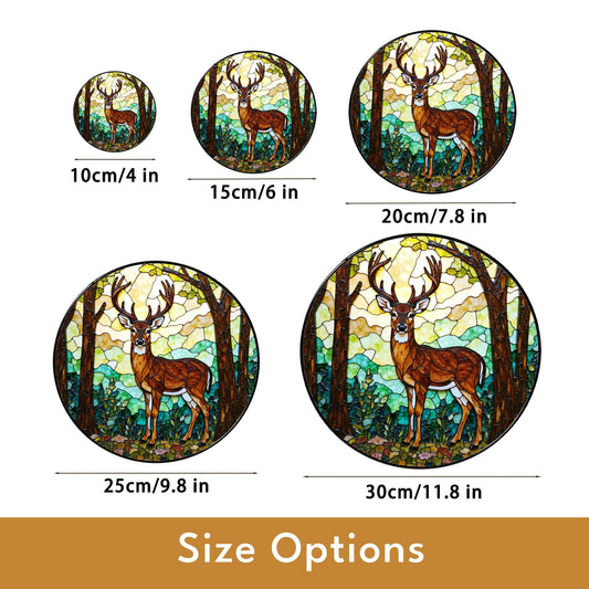Majestic deer in forest stained glass suncatcher woodland window decor gift for husband