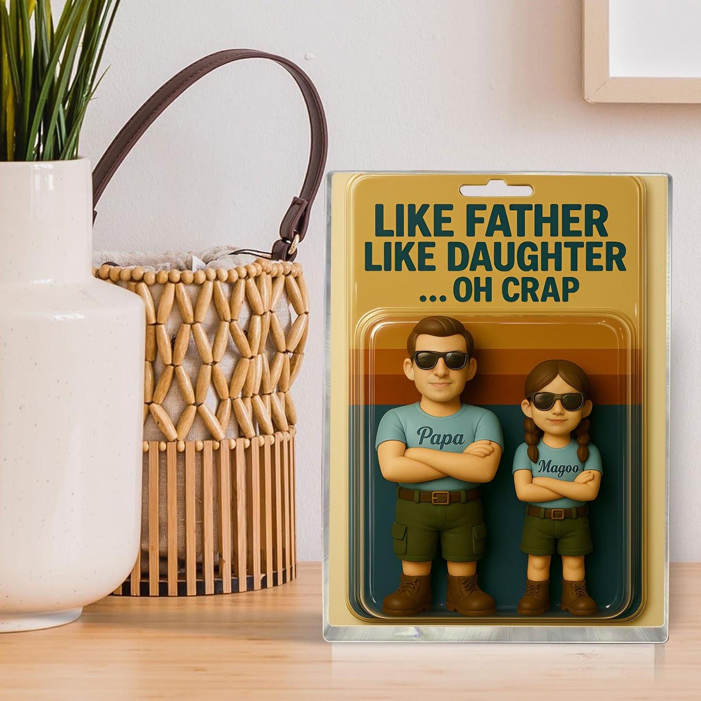 Personalized Father's Day Gift For Dad, Custom Photo Dad And Kids Figure Acrylic Block, Like Father Like Daughter Plaque, Gift For Husband