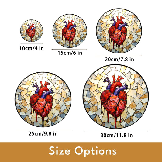 anatomical heart stained glass sun catcher handmade window decor gift for medical student