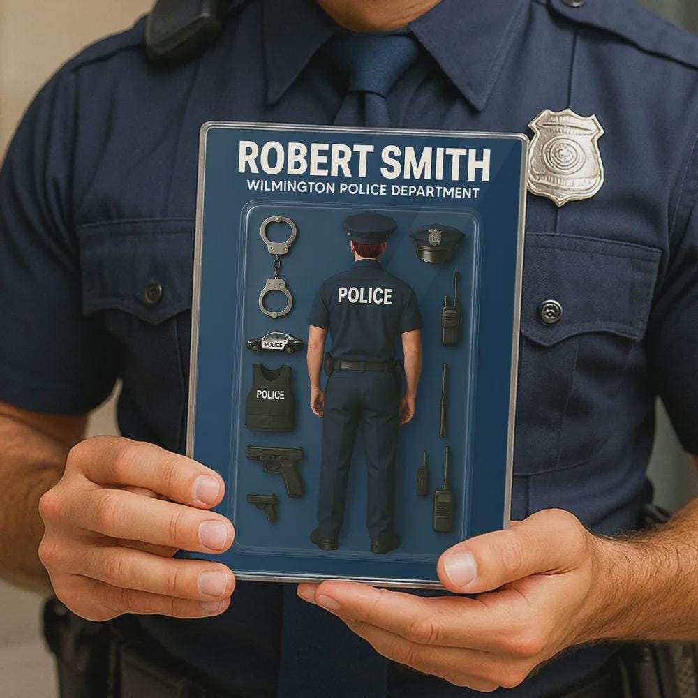 Police Officer 3D Custom Figure, Personalized Flat Rectangle Acrylic Block, Police Gift, Unique Keepsake for Officer, Custom Police Decor