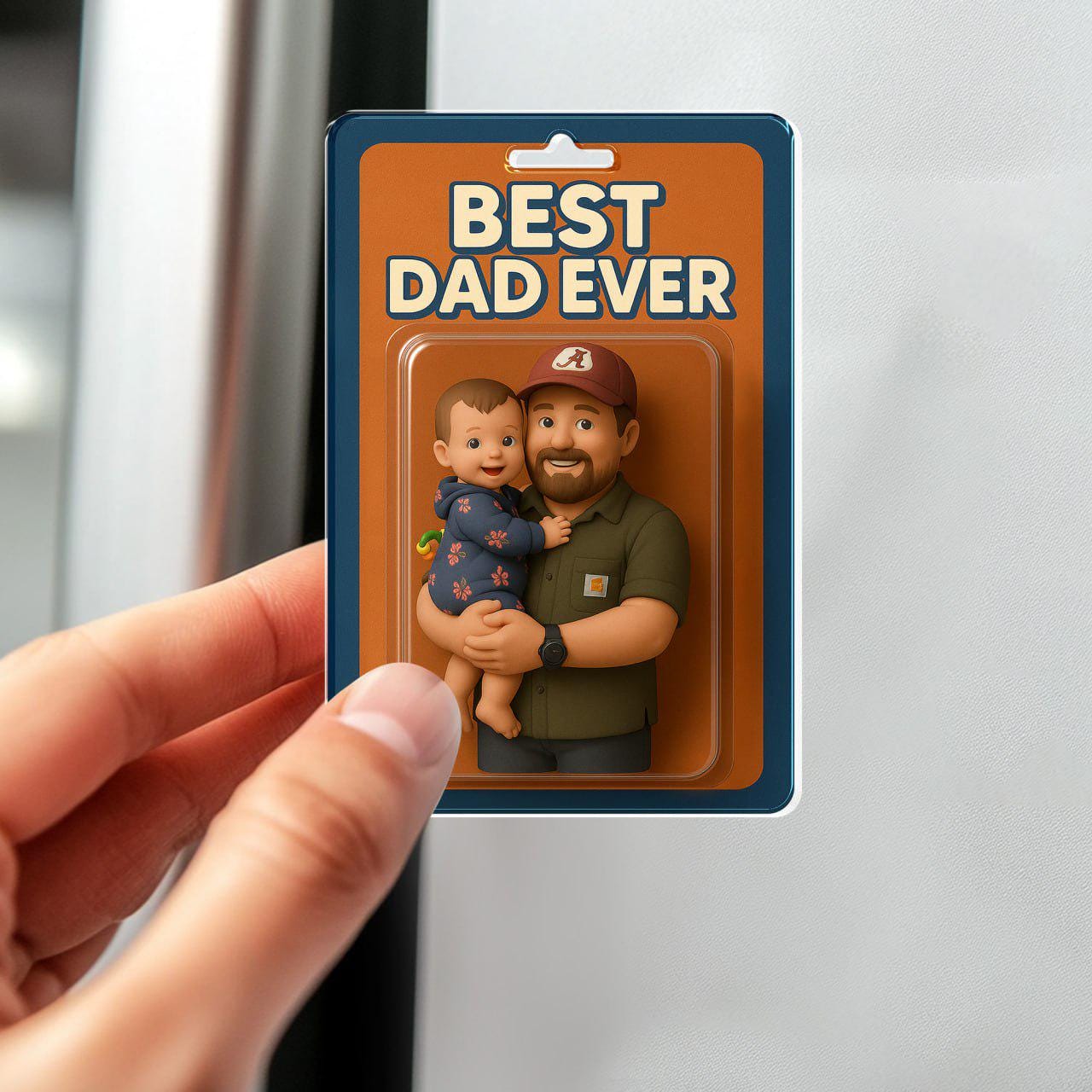 Personalized Father's Day Gift For Dad, Custom Photo Dad And Kids Action Figure Acrylic Block, Best Dad Ever Block Plaque, Gift For Husband