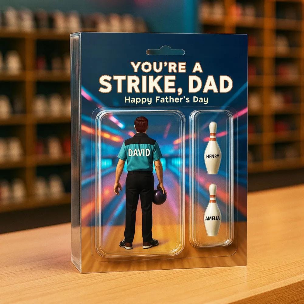Custom 3D Effect Bowling Dad, You're a Strike Dad Bowling Custom Figure Acrylic Block Plaque, Father's Day Gift for Dad, Gift for Husband