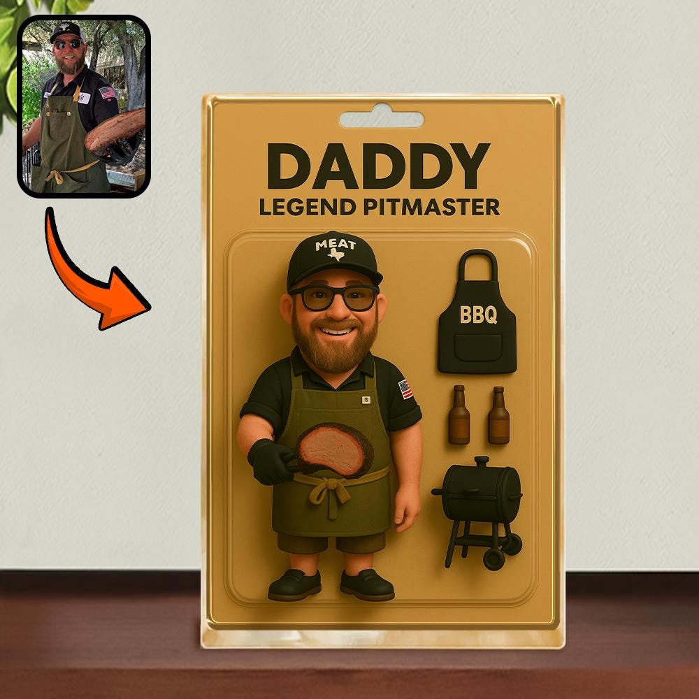 Personalized Fathers Day Gift For Dad, Custom Photo Dad Action Figure Acrylic Block, BBQ Dad Block Plaque Gift, Gift For Husband, Daddy Gift