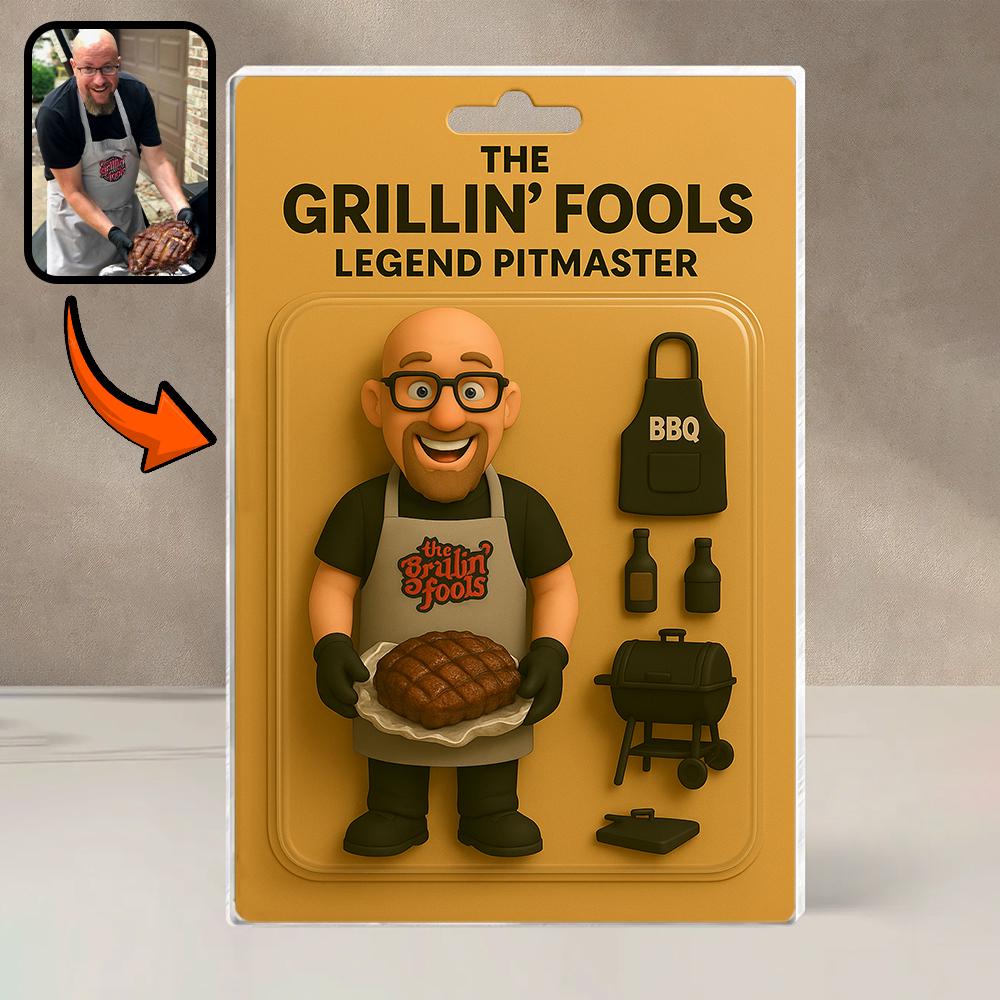 Personalized Fathers Day Gift For Dad, Custom Photo Dad Action Figure Acrylic Block, BBQ Dad Block Plaque Gift, Gift For Husband, Daddy Gift