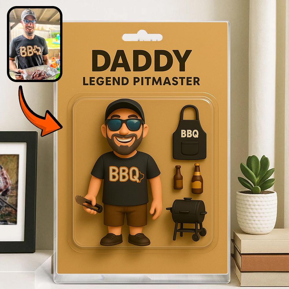 Personalized Fathers Day Gift For Dad, Custom Photo Dad Action Figure Acrylic Block, BBQ Dad Block Plaque Gift, Gift For Husband, Daddy Gift