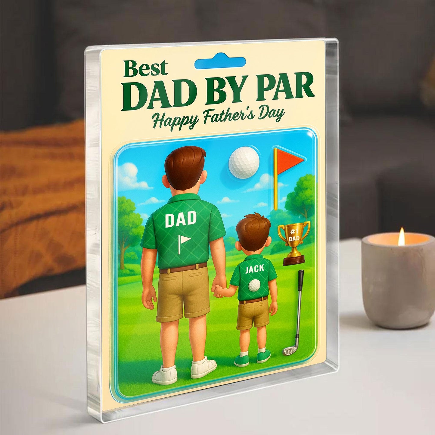 Best Dad By Par Acrylic Block, Golf Custom Figure Acrylic Plaque, Father's Day Gift For Dad, Gifts For Husband, Happy Father's Day, Dad No1