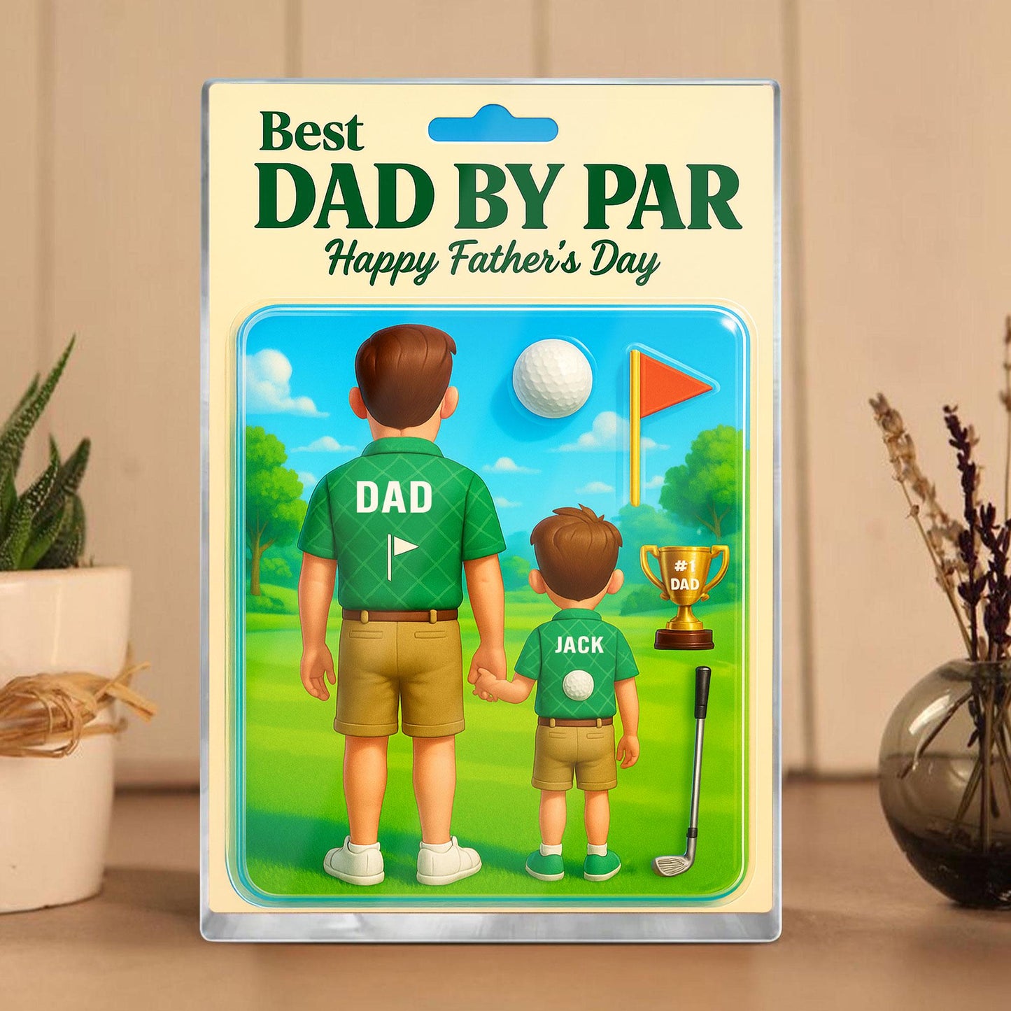 Best Dad By Par Acrylic Block, Golf Custom Figure Acrylic Plaque, Father's Day Gift For Dad, Gifts For Husband, Happy Father's Day, Dad No1