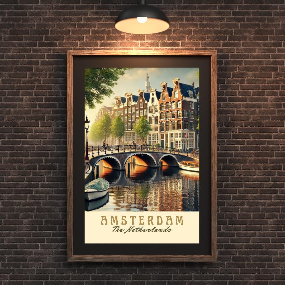 Amsterdam Print, Amsterdam Wall Art, Amsterdam Poster, Amsterdam, Birthday Present, Wedding Gift Print, Travel Decor, Travel Wall Art, Dutch