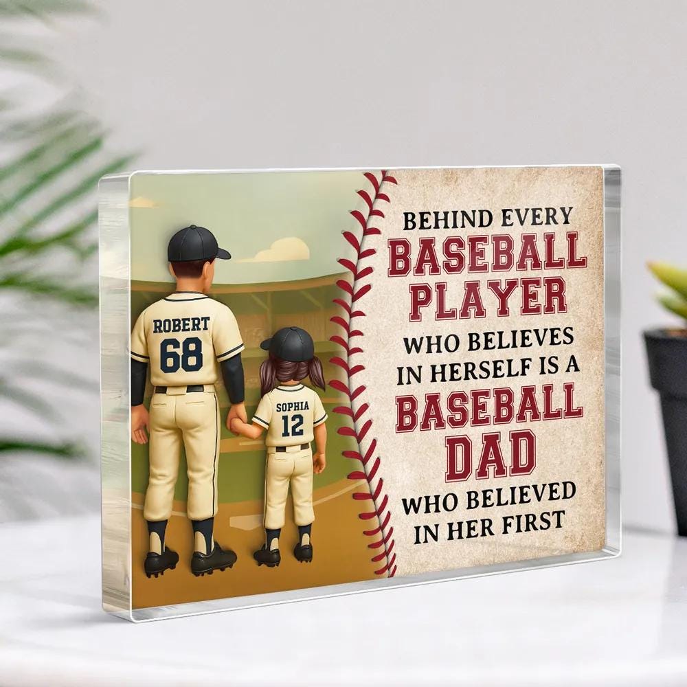 Custom Baseball Dad Gifts, Fathers Day Gift For Dad, Baseball Dad Gift, Custom Figure Acrylic Block, Gift For Husband, Baseball Lover Gifts